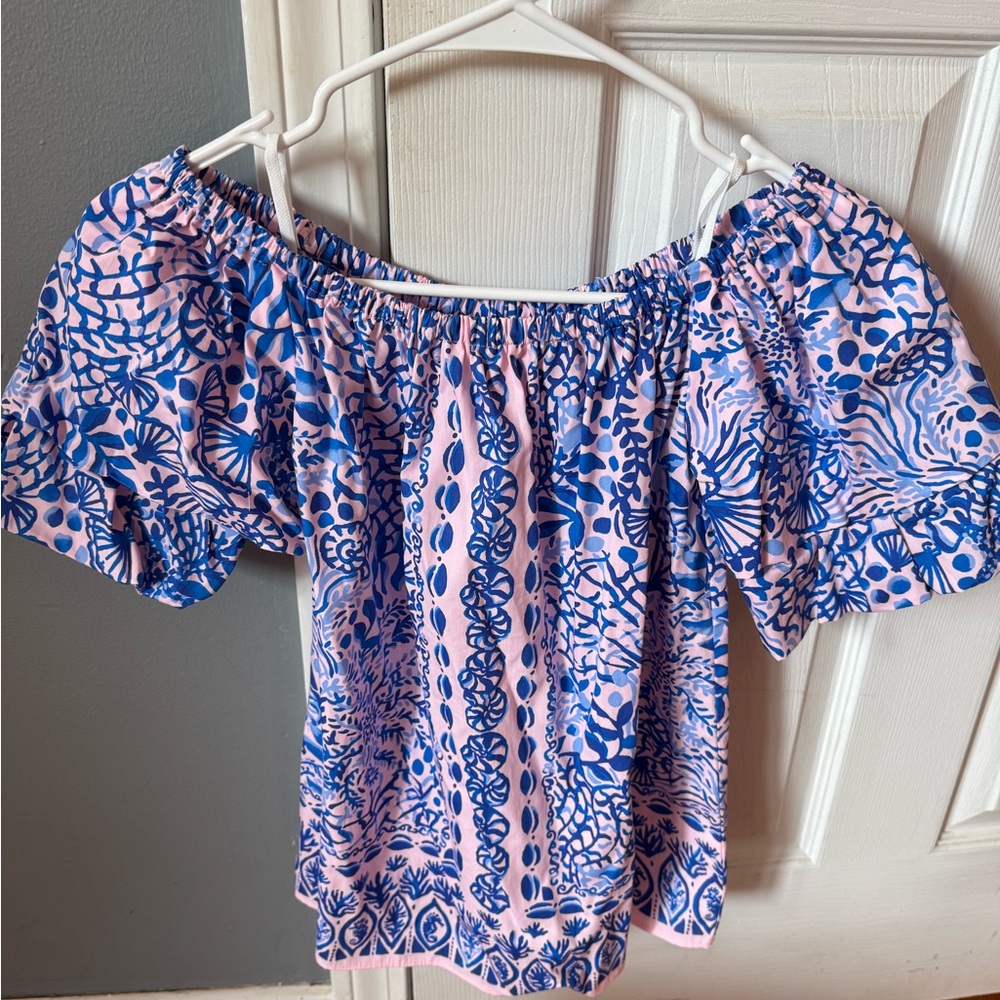 Lilly Pulitzer Pink and Blue Patterned Blouse